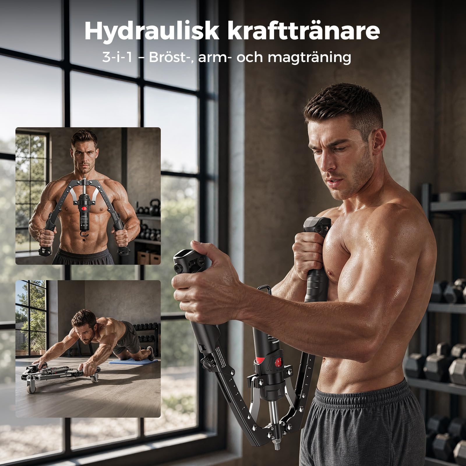 FLYBIRD Trener ramion, skręt klatki piersiowej i ramion, hydrauliczny przyrząd treningowy CoreFlex do treningu klatki piersiowej, wytrzymałość 10 kg do 200 kg, trener klatki piersiowej 2-w-1 z kołem