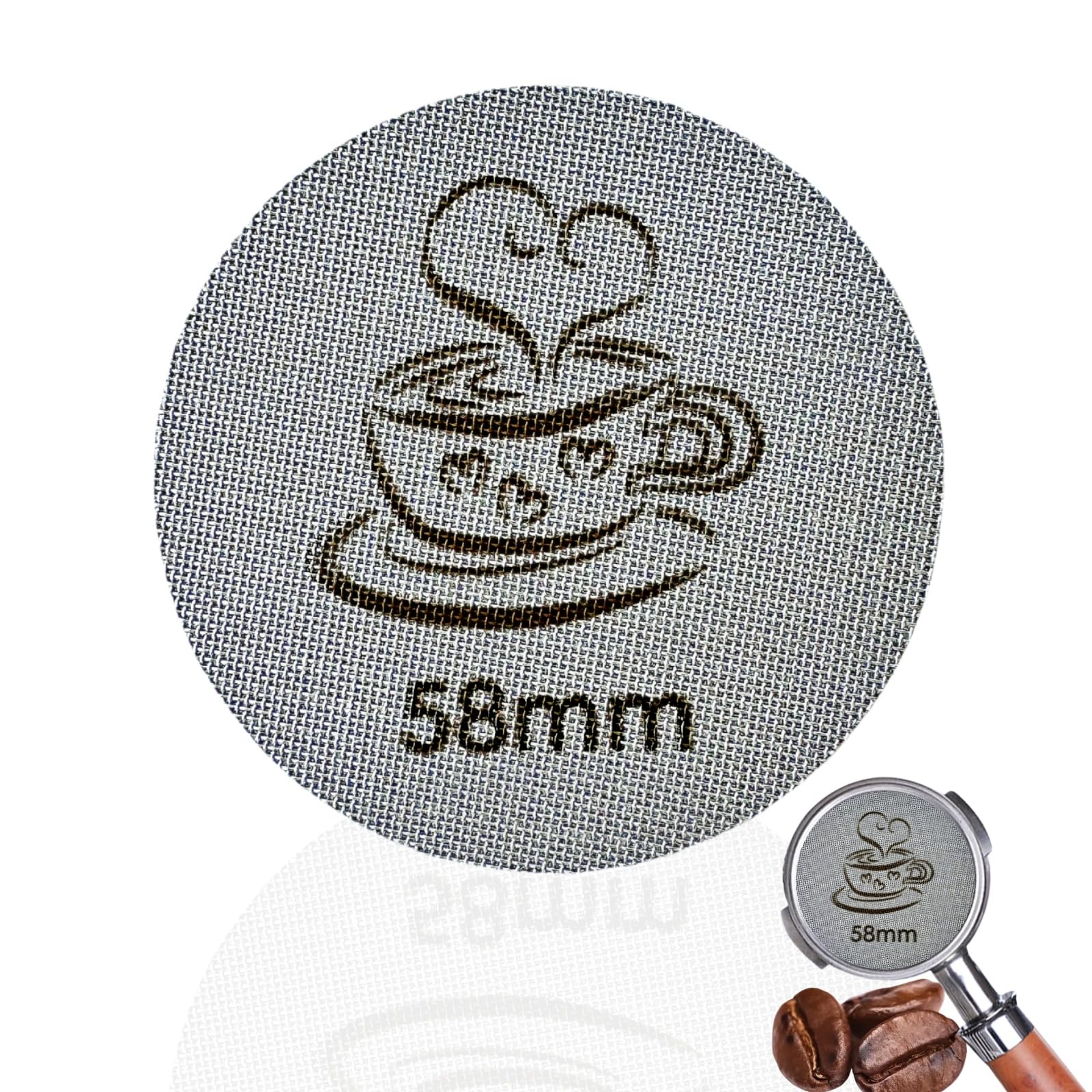 Pantalla de disco espresso de 58 mm, pantalla de filtro de espresso de 1,7 mm de grosor, accesorios de espresso de acero inoxidable 316 para portafiltro de máquina de espresso
