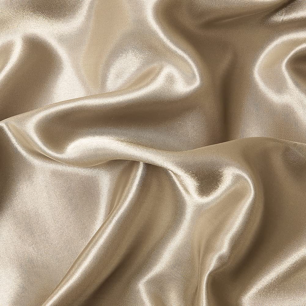 Housse de Couette Satin 220x240 Taupe avec 2 Taies d'oreiller 65x65 cm | Parure de Lit Adulte 2 Personnes, Satin de Soie Brillante, Linge de Lit, Fermeture Éclair