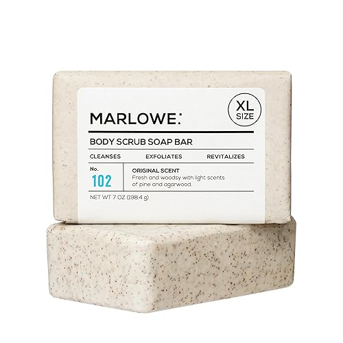 MARLOWE. Jabón exfoliante corporal No. 102 de 7 onzas, barra de jabón exfoliante con manteca de karité, aceite de oliva y extractos de té verde,