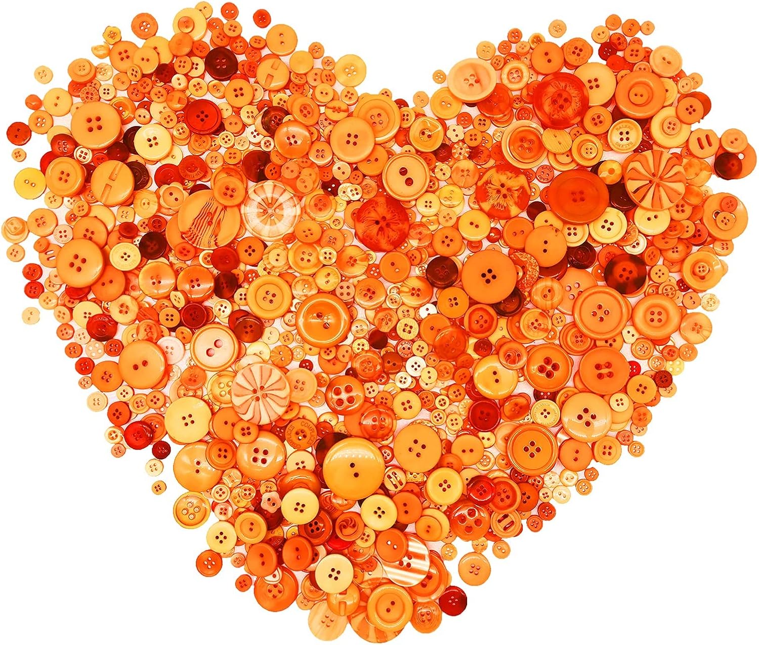 Esoca 650pcs Assorted Orange Buttons for Crafts Bulk Orange Craft Buttons for Crafting Mixed Buttons Orange