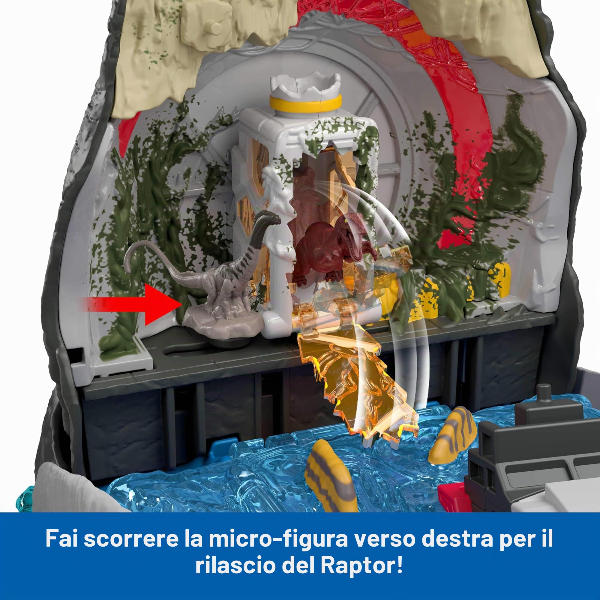 Mattel Jurassic World Rebirth Deluxe Mosasaurus Playset con 7 funzioni interattive, 7 effetti sonori e 6 micro figure, pieghevole per trasportare e riporre