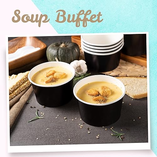 Miniatura 3 de MATICAN Vasos de papel para helado, 50 tazones desechables de postre de 16 onzas para alimentos calientes o fríos, suministros de fiesta de 16