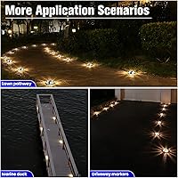 Vista 7 de VOLISUN Luces solares para cubierta de entrada, luces marinas para muelle, paquete de 16 luces solares de tierra de 2 colores en 1 LED, impermeable