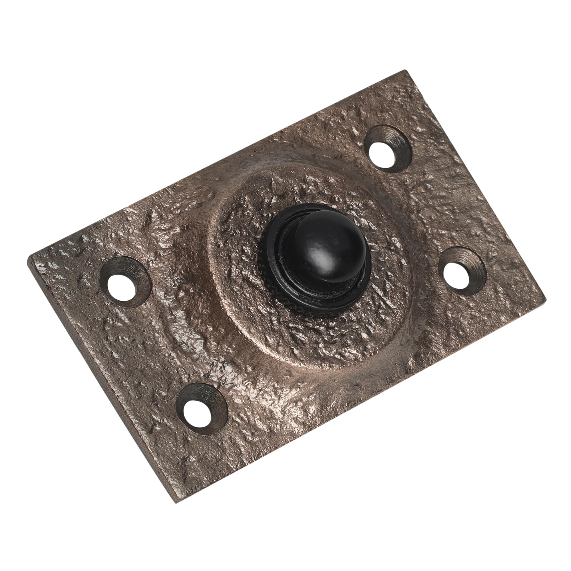 Skandh Timbre de hierro con botón pulsador de cobre antiguo vintage decorativo para puerta con fácil instalación, 7,6 x 2,7 cm