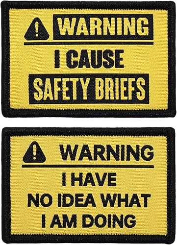 "Warning" - Juego de 2 parches divertidos de apliques morales, tejido, cierre de velcrorespaldo, accesorio táctico para ropa, chaquetas, sombreros,