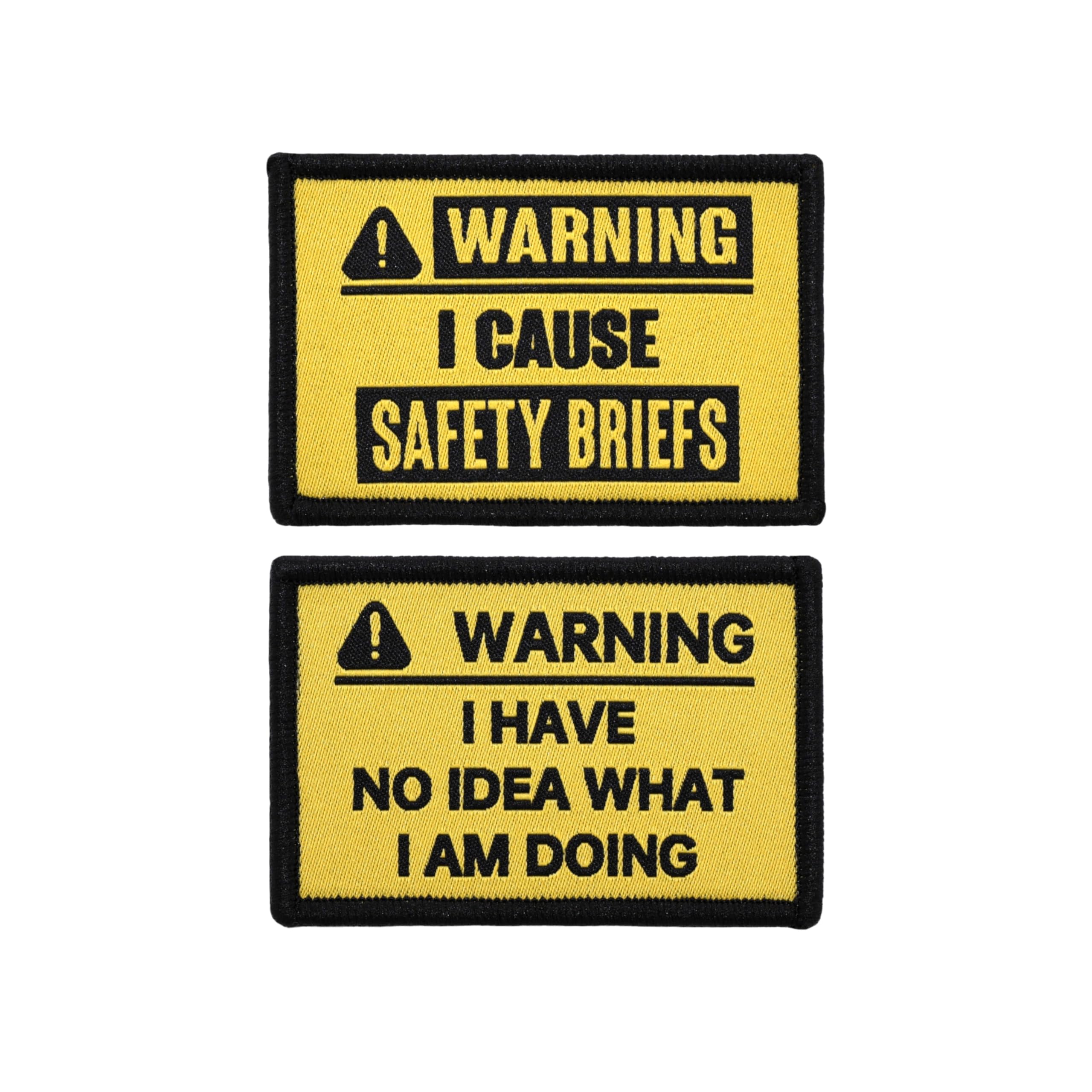 Parches tácticos Warning bordados con velcro pack de 2 para chaquetas y mochilas militares