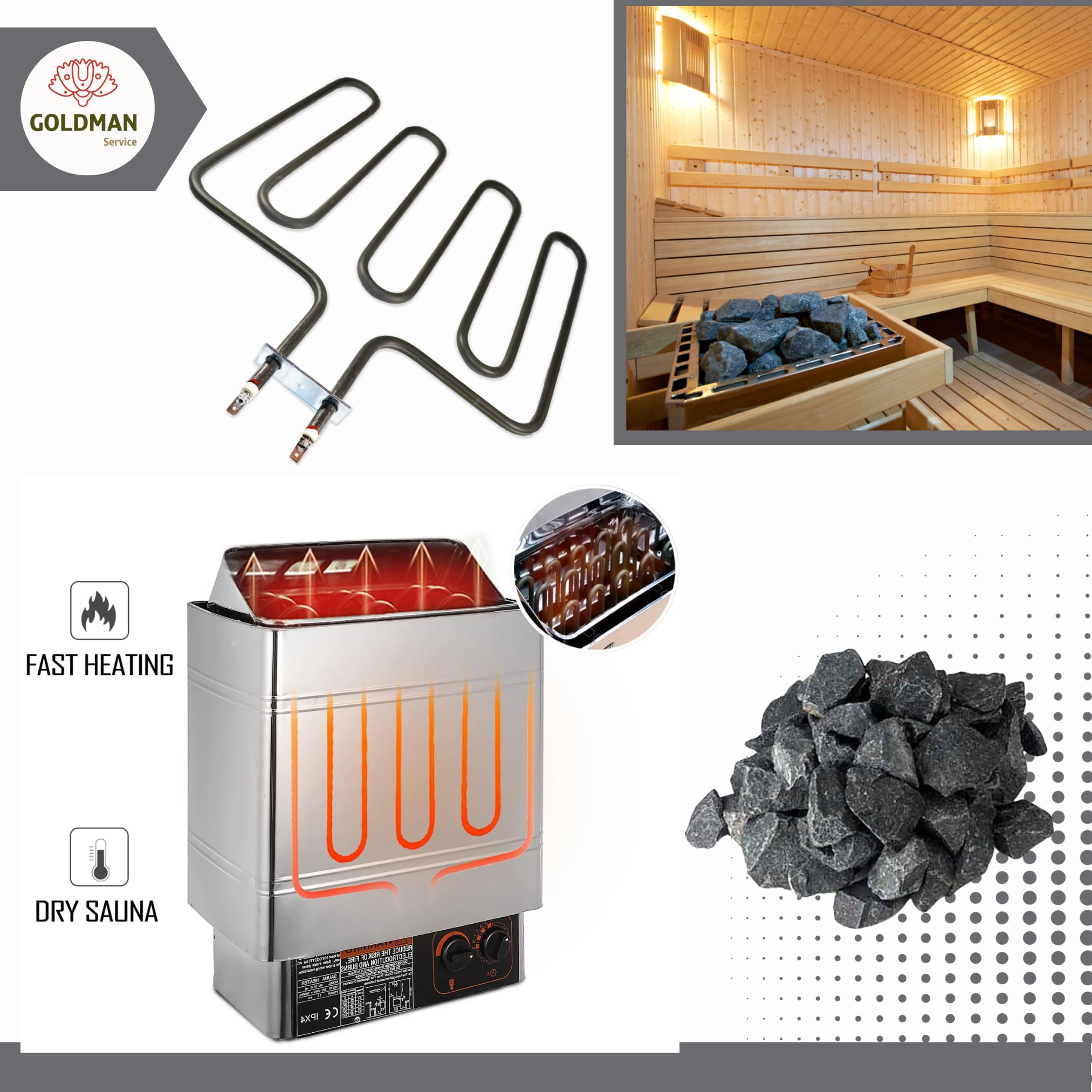 Résistance pour poêle à sauna 2000 W 300 x 330 mm compatible SPA hôtel