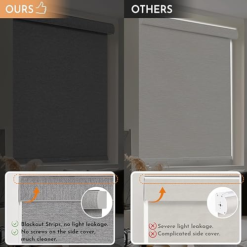 Miniatura 4 de Persilux - Persianas enrollables opacas de ventana, sin cordón, tela de lino con aislamiento térmico, protegen de luz UV, casa, oficina, dormitorio