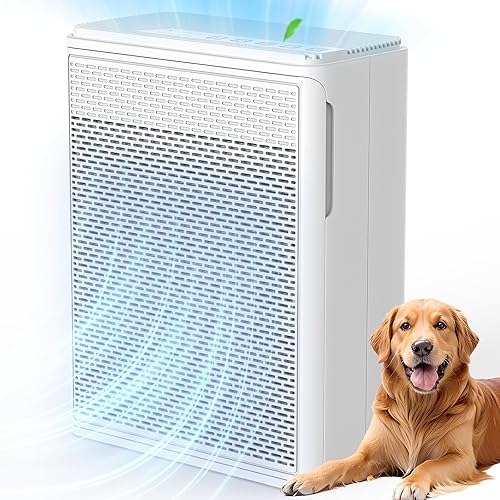 YARIKI Air Purifiers for Home Pets Covers Up to 1500 Sq Ft,H13 Hepa Filter with Washable Pre-Filter,Pet Hair Dander Smoke Air Cleaner,22 dB Quiet Sleep for Living Room Bedroom Kitchen,P280 (White) - White