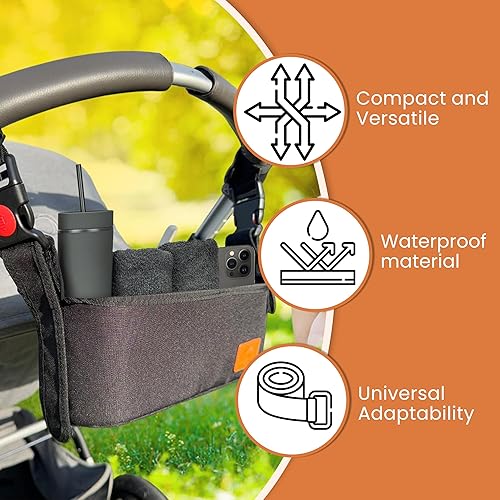 Miniatura 4 de Bolsa organizadora universal para cochecito con correas antideslizantes para adaptarse a Nuna, UPPAbaby, Doona, Baby Jogger y cochecitos de mascotas