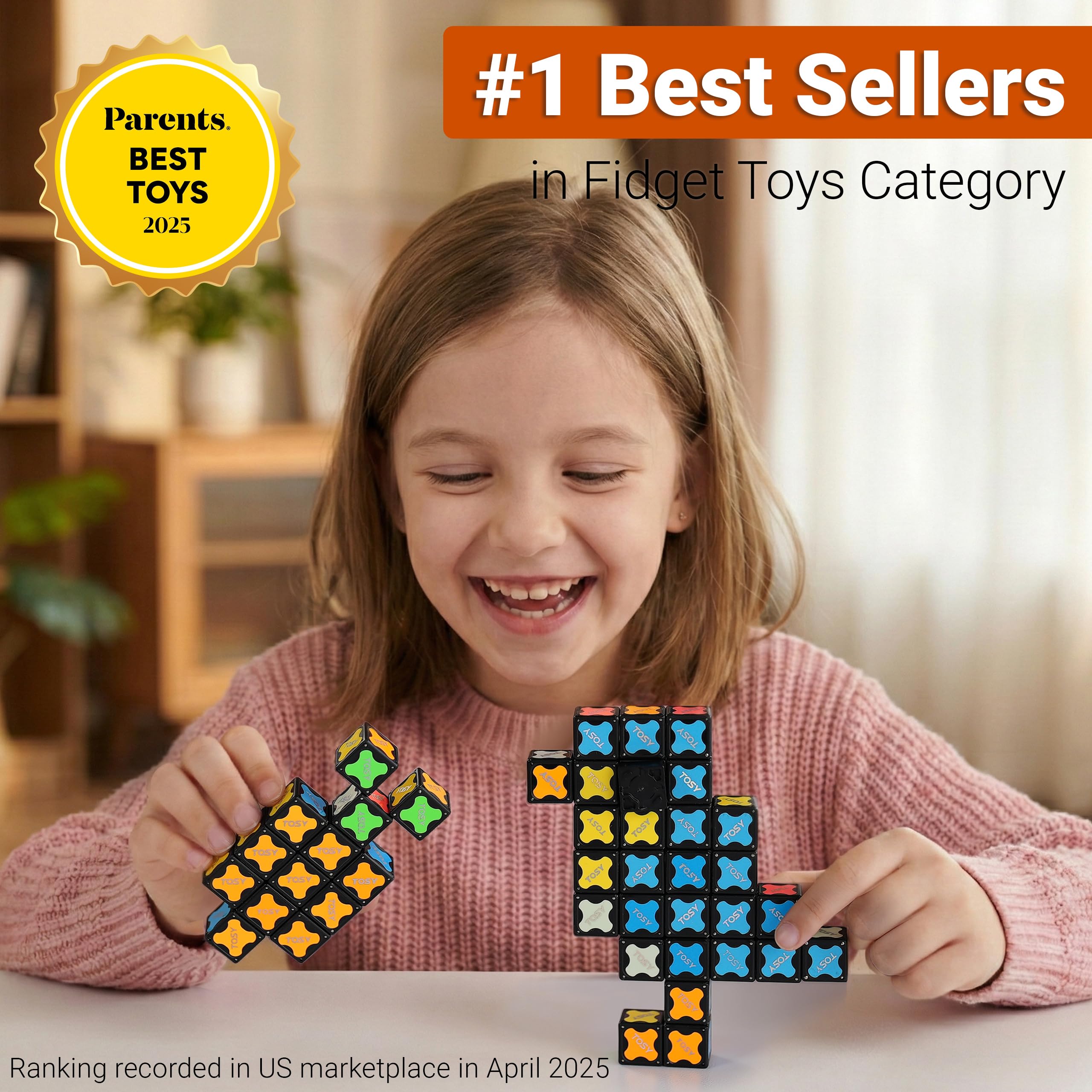 TOSY Magnet Cube 3x3 - 30 Bloques, Multiusos: Bloques de construcción creativos, Fidget Spinner transformable, Rompecabezas/Cubo Infinito, Regalo de Pascua para niños, Juguete Stem Brillante