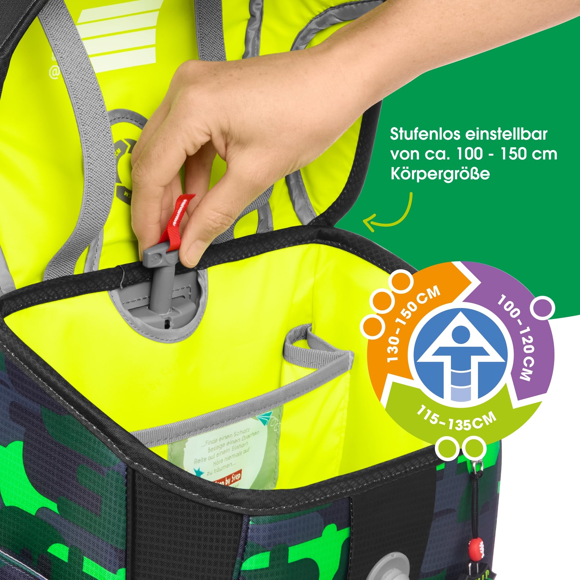 Step by Step Juego de mochila escolar Cloud, 5 piezas, macuto ergonómico con reflectores, altura regulable con cinturón de cadera, a partir de 1ª clase, 19 l