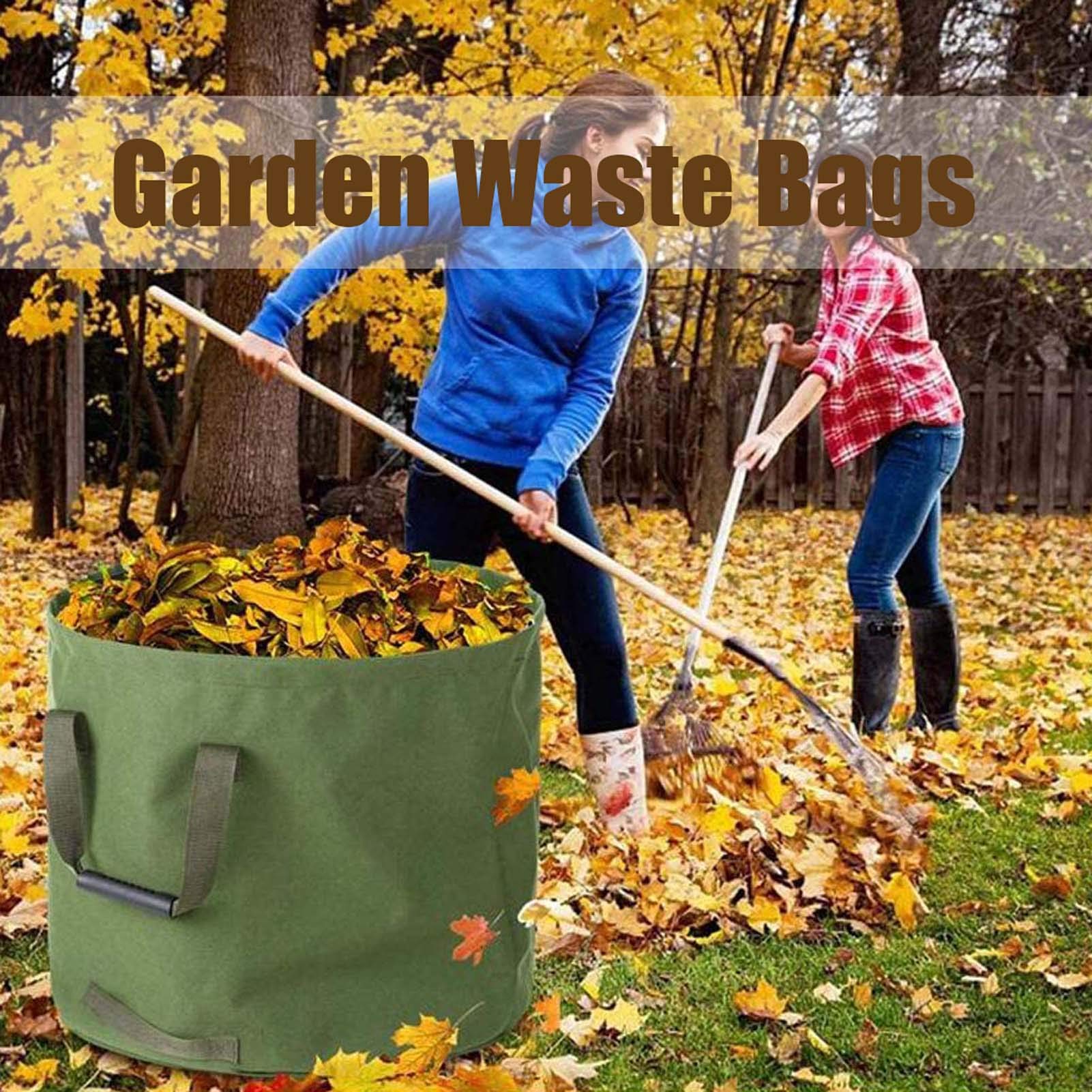Sacchi per Rifiuti da Giardino 3x33 Gallons, 125L Sacco per Rifiuti da Giardino, Sacco da Giardino con Manici, Riutilizzabile Sacchetti per Rifiuti - Tessuto Oxford