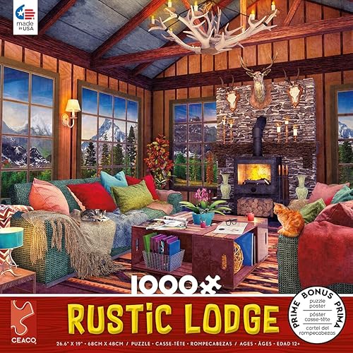 Miniatura 3 de Ceaco - Rustic Lodge - Cozy Fire - Rompecabezas de 1000 piezas, 27 x 20