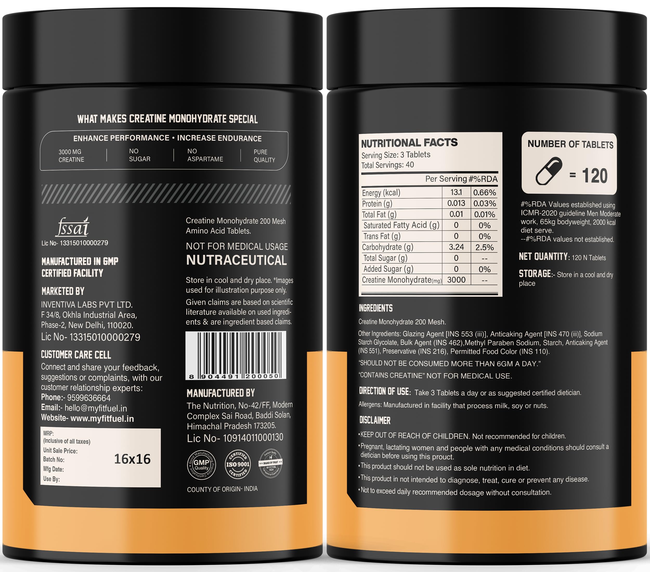 MyFitFuel Creatine Monohydrate 200 mesh (3000 mg) 120 Tablets - Image 6 thumbnail