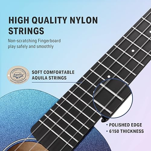 Miniatura 41 de Donner Ukelele soprano para principiantes, ukelele mate de 21 pulgadas, kit para principiantes con correa para bolsa, afinador, cuerdas, púas