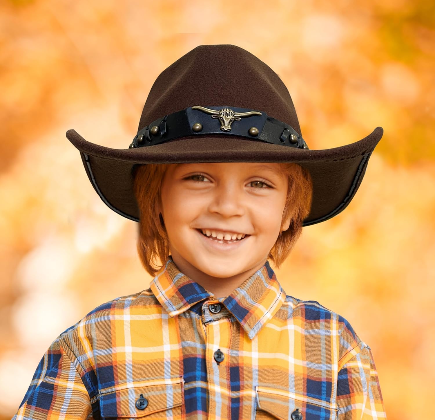 Jastore Kids Western Hats Boys Girls Cowboy Felt Hat Jazz Fedora Cowgirl Hats with Belt Buckle - Image 6