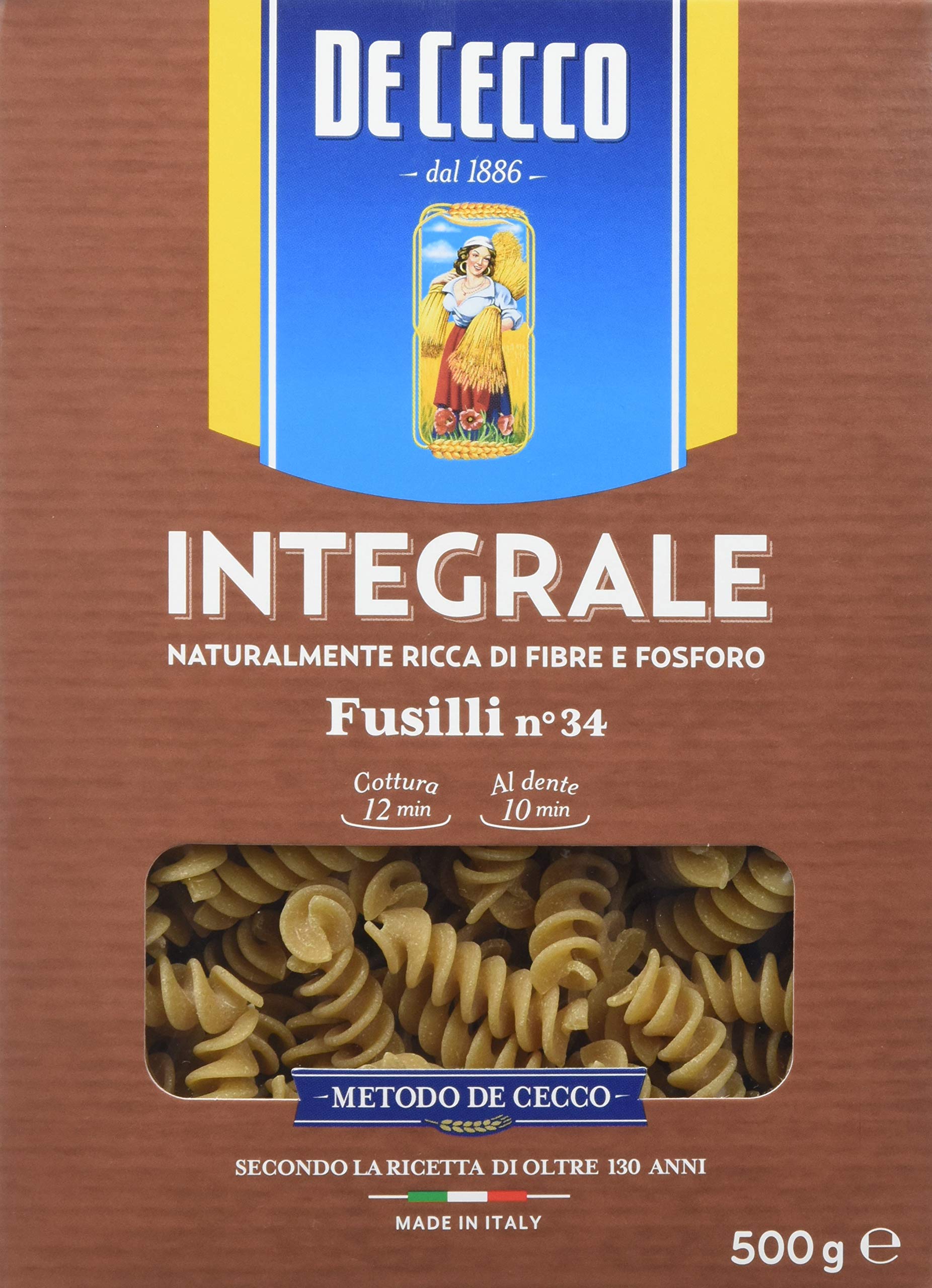 De Cecco Whole Wheat Fusilli 500g