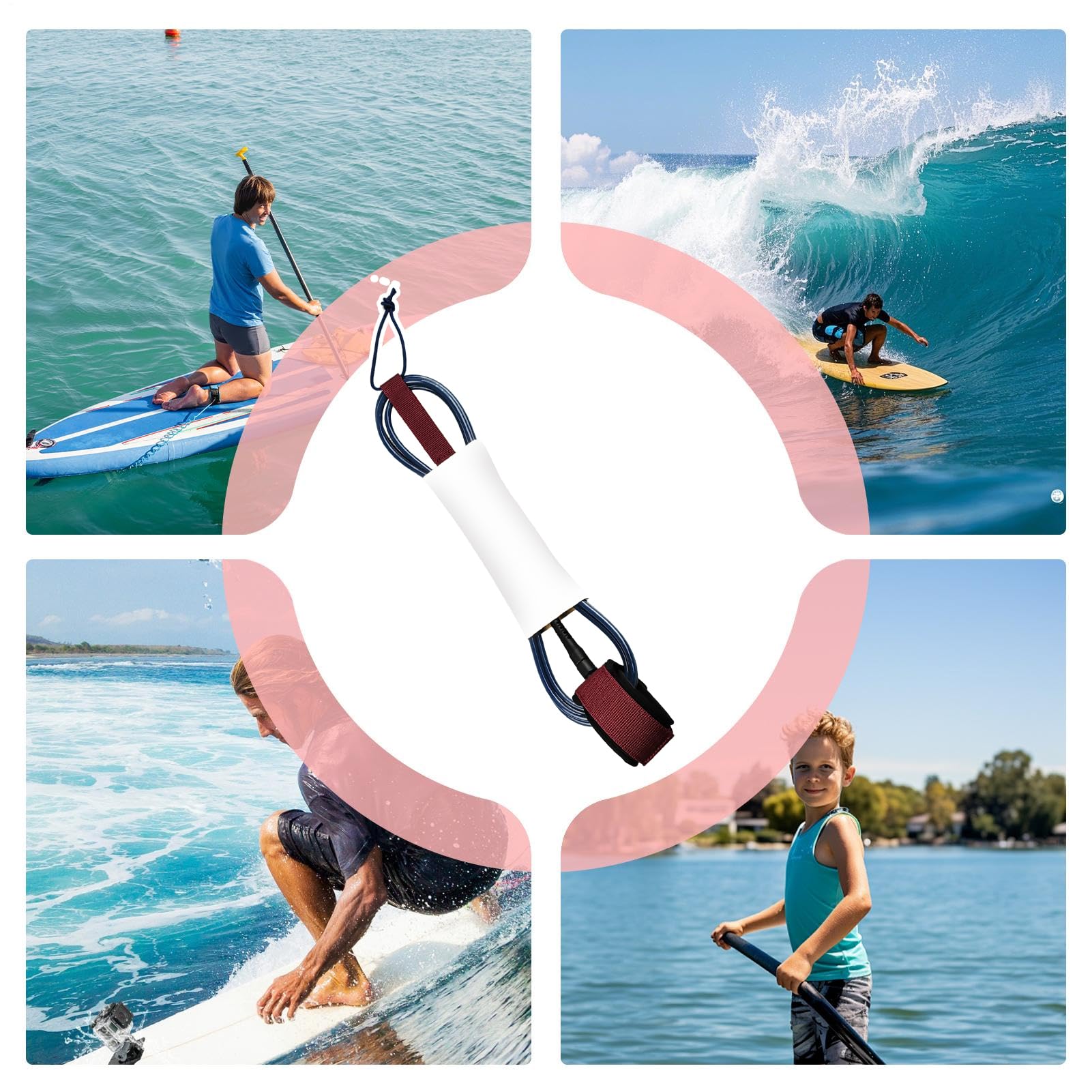 Guinzagli dritti per tavola da surf, corda per shortboard professionale, guinzaglio per tavola da surf, per stand-up, paddleboard, bodyboard, competizioni, avventura, sport acquatici, uomini, donne