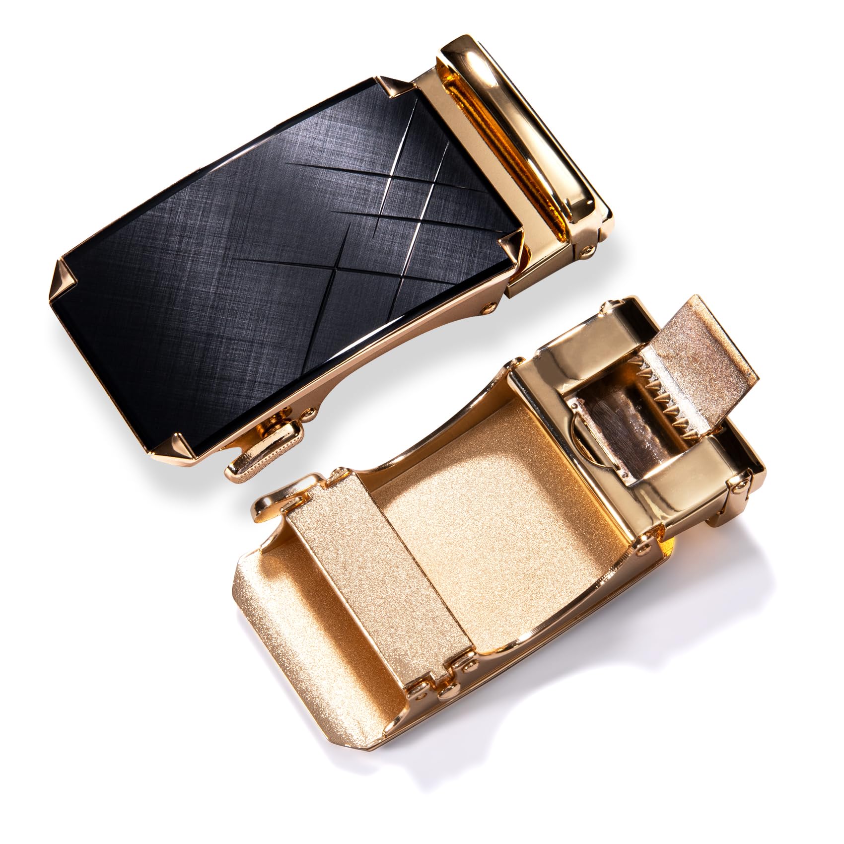 Dubulle Men's Ratchet Belt Black Fashion Design Automatic Slid Buckle Business Casual Belt with Exquisite Box