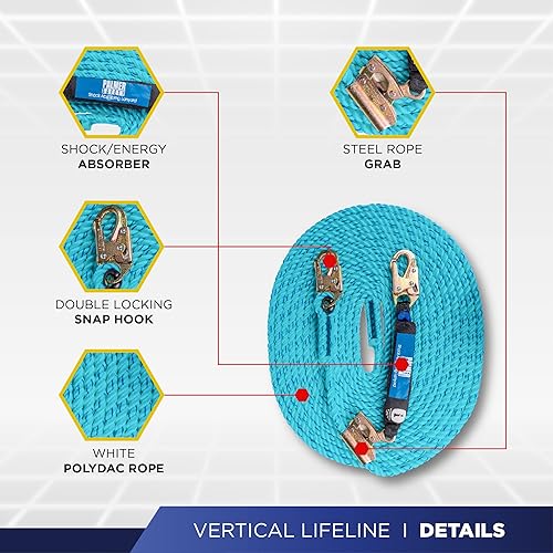 Miniatura 4 de Palmer Safety V5504 Kit de techado, arnés de construcción, conjunto de línea de vida vertical y bolsa de lona