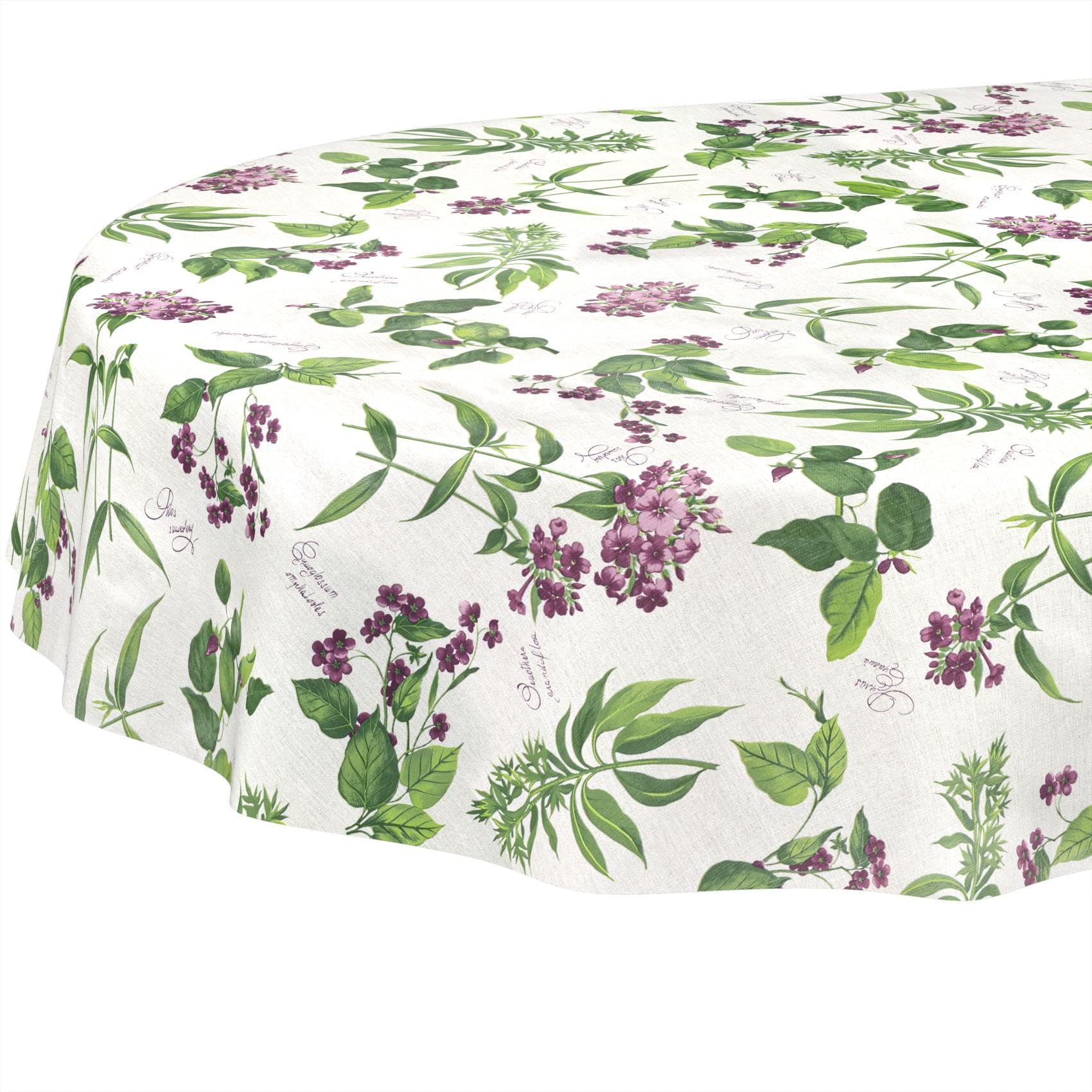 Oilcloth Tablecloth Washable Wax Tablecloth Easy Care Water-Repellent Lotus Effect Garden Tablecloth Lavanda Oval 180 x 140 cm Cut Edge