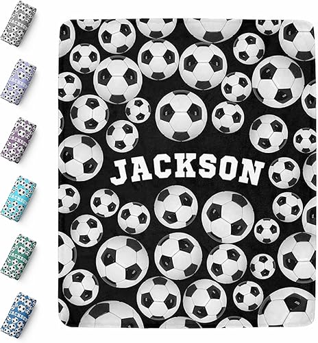 Artsadd Manta de bebé personalizada con nombre, mantas personalizadas con nombre para niños para niños, manta personalizada de fútbol para fanáticos