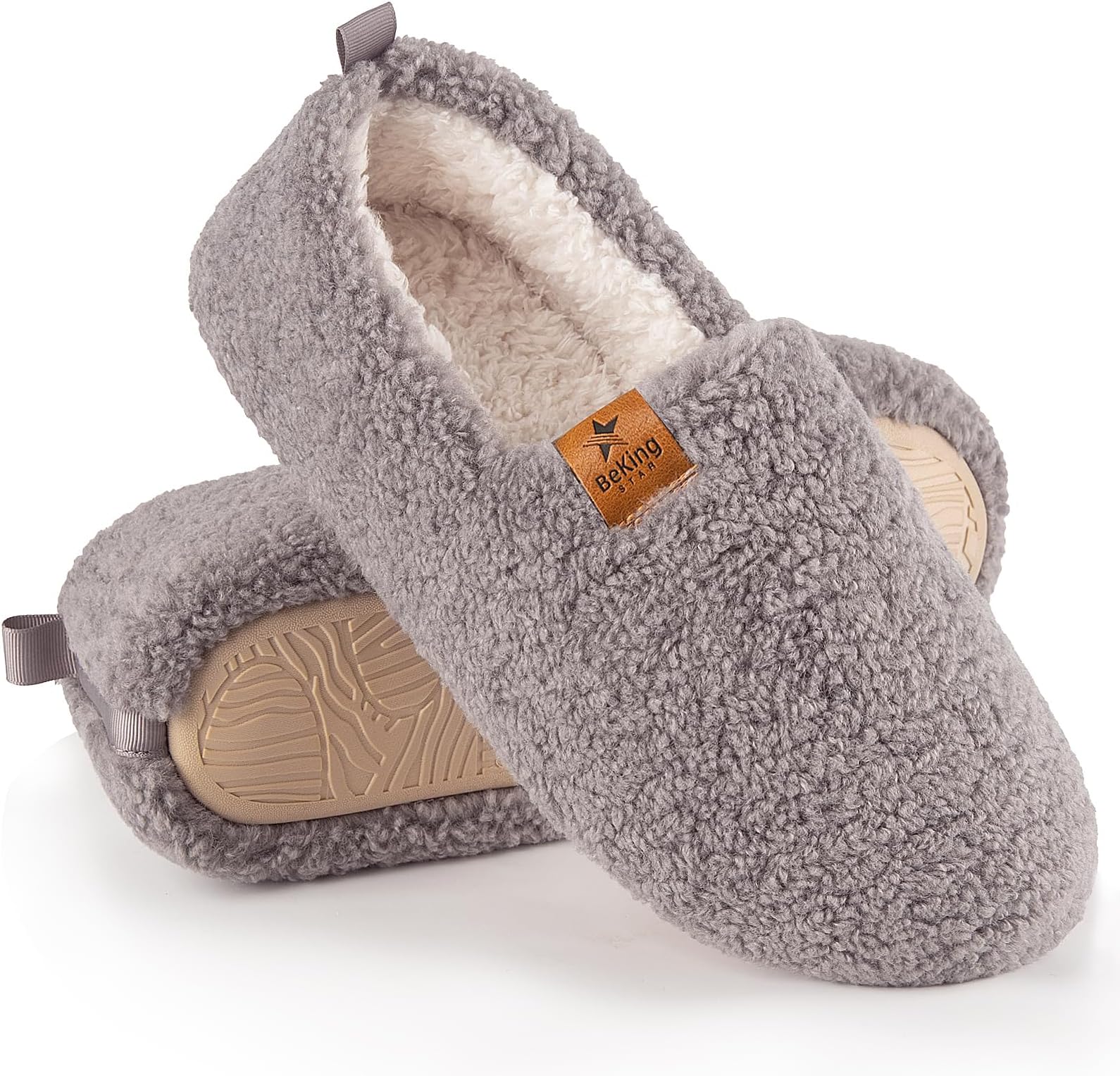 Women Cozy Faux Curly Fur House Memory foam Slippers Ladies Fuzzy Closed Back Indoor Bedroom Shoes