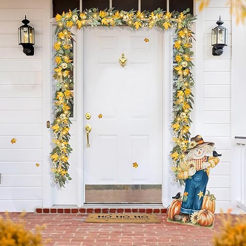 Miniatura 8 de Guirnalda de 6 pies de otoño para repisa, decoraciones de otoño para el hogar, porche de otoño, guirnaldas de hojas de arce de otoño con