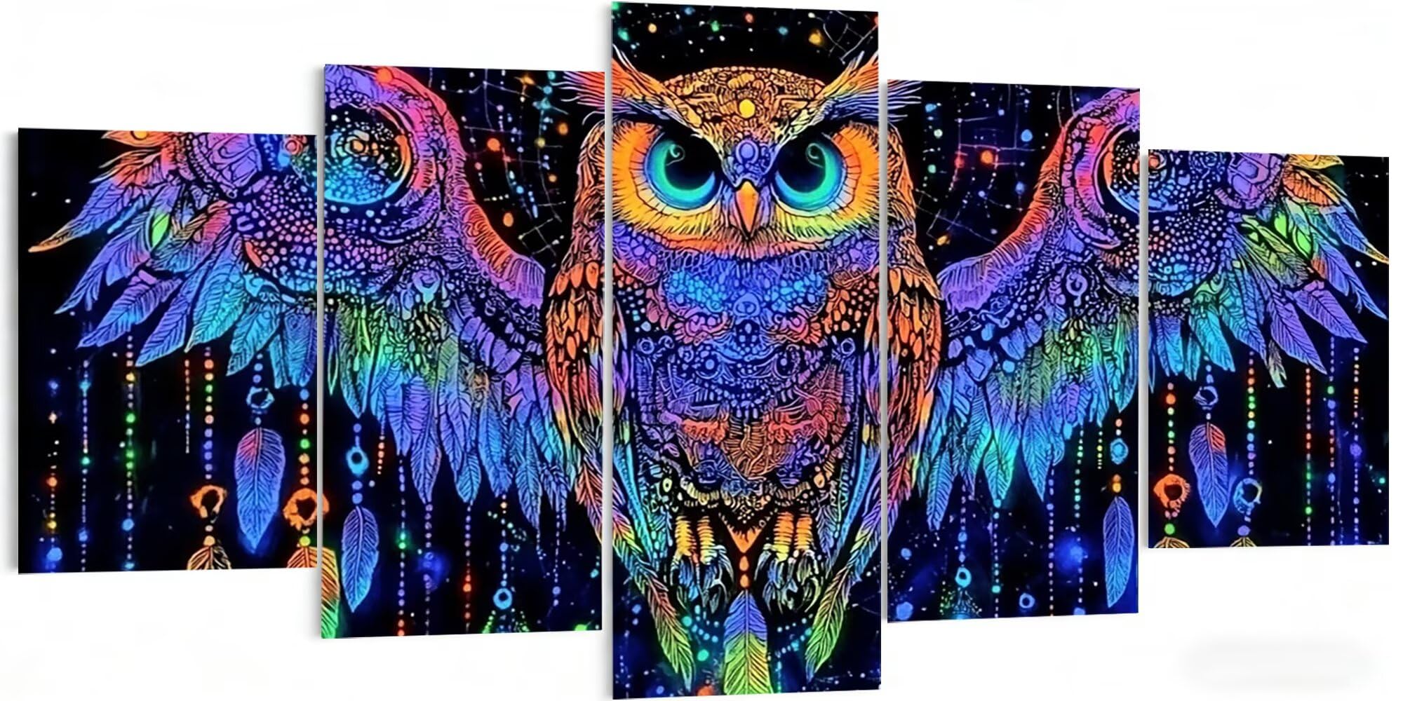 5 sztuk diamentowe malowanie sowa, duży diamentowy obraz zwierzęcy, 5D DIY zestaw do haftowania kreatywne hobby dla dorosłych, XXL puzzle ze strasem mozaika, ścieg krzyżykowy do dekoracji ścian 150 x