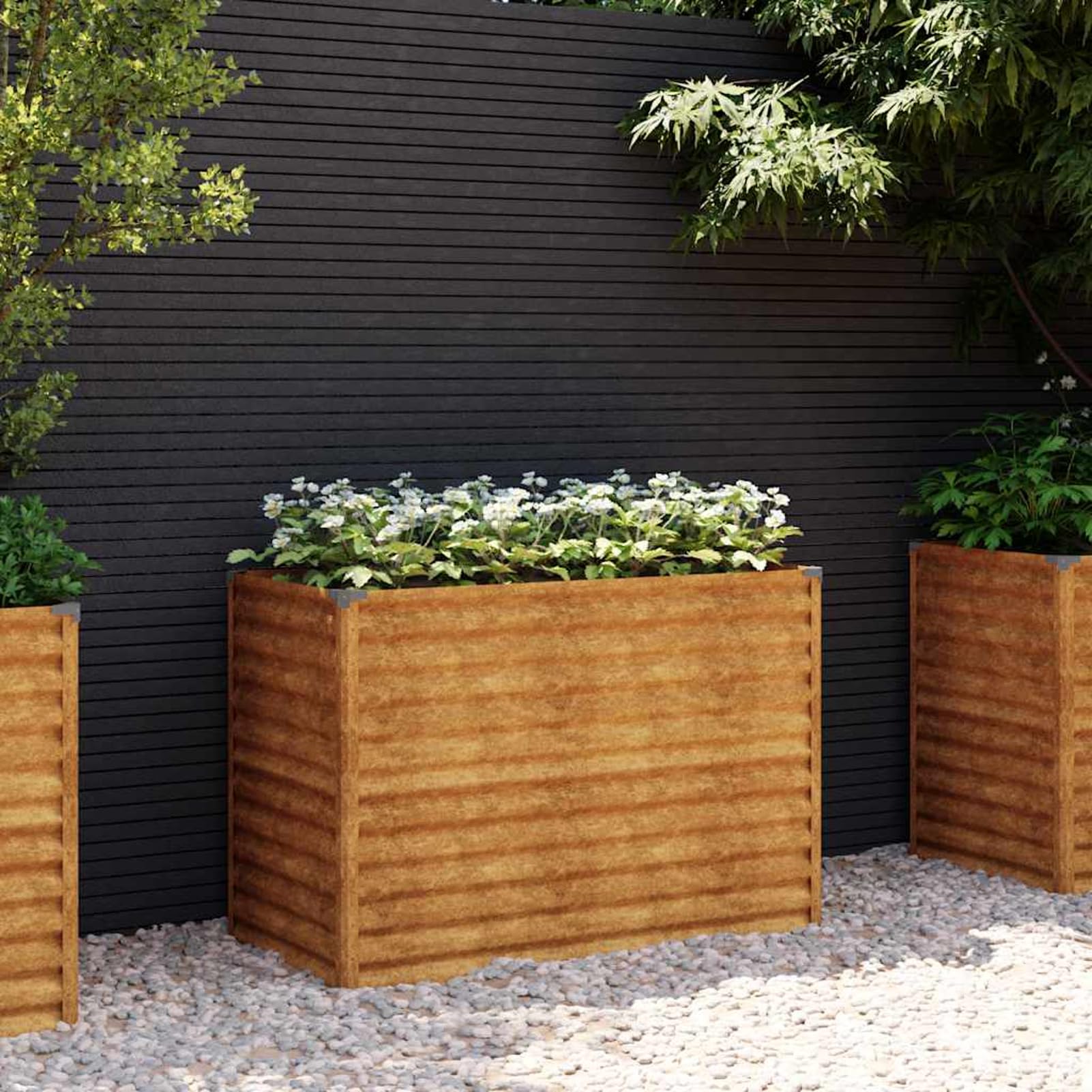 Gecheer Letto rialzato da Giardino, per orto e Fiori, 100x50x69 cm, Acciaio Corten, fioriera rialzata per Balcone Patio Giardino