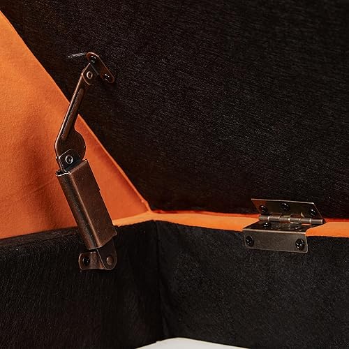 Miniatura 9 de Banco de almacenamiento de 51.5 pulgadas, banco de cama con espacio de almacenamiento, tapizado de tela de terciopelo, banco de entrada con patas de