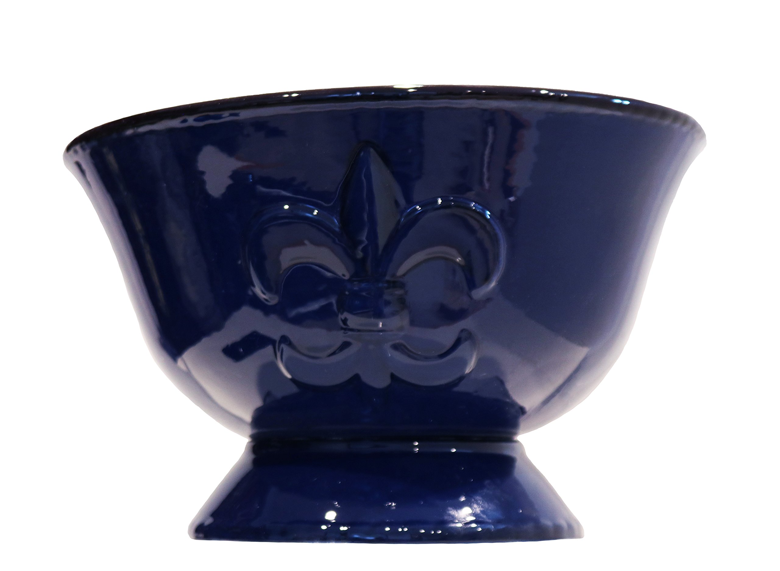 Tuscany Fleur De Lis Pedestal Fruit Bowl Color: Blue