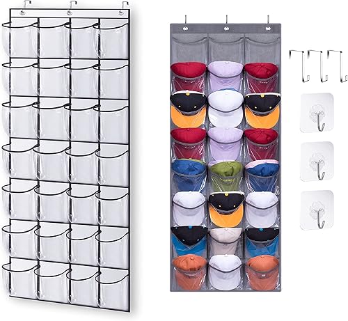 KEETDY 28 zapatero grande transparente sobre la puerta y 24 bolsillos grandes transparentes sobre la puerta