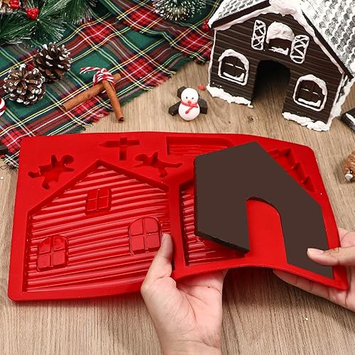 Miniatura 6 de Webake Bandeja de molde de casa de jengibre, moldes de silicona para hornear de Navidad, para galletas, chocolate, dulces, fondant, kit de casa de