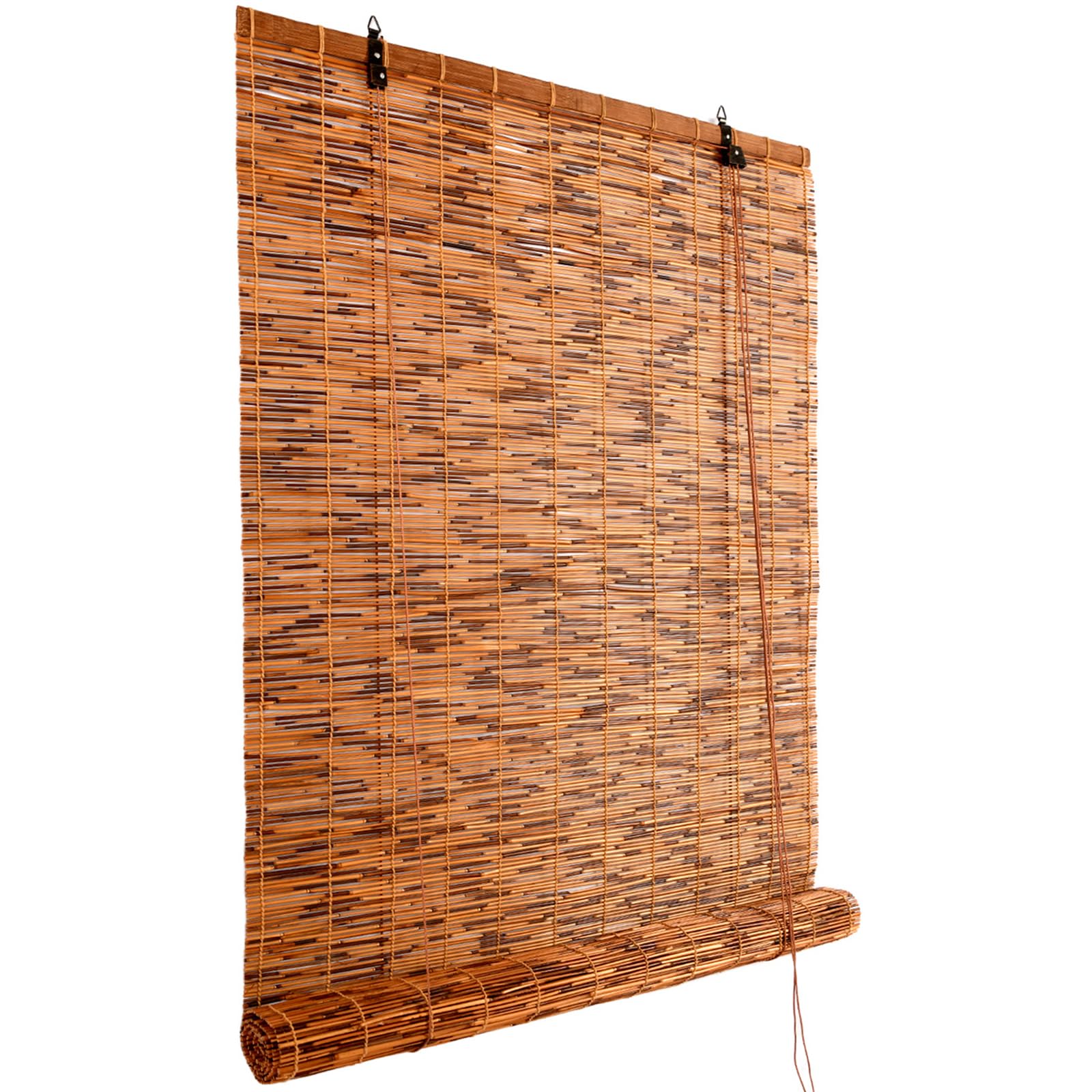 GREENKING Bamboo Roller Blind, 120 x 170 cm, Brown, Home Wooden Window Shade, Improved Rope Adjustment, Roman Curtain, Curtain for Window Privacy, Garden, Patio, Outdoor Sun Protection