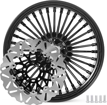 TOFR 18" Rear Fat Spoke Wheel W/Wave Rotor Bolts For Harley Touring 09-25