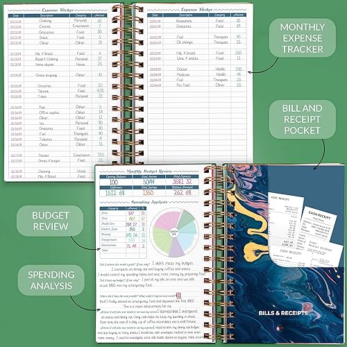Miniatura 4 de GoGirl Planificador de presupuesto y organizador mensual de facturas, libro financiero mensual con bolsillos. Cuaderno de seguimiento de gastos,