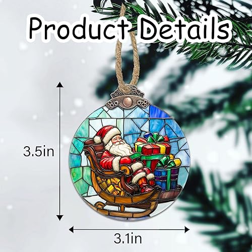 Miniatura 6 de Decoraciones navideñas de vitrales, regalo de Papá Noel, atrapasoles para árboles de Navidad, adornos colgantes para atmósfera, atrapasoles,