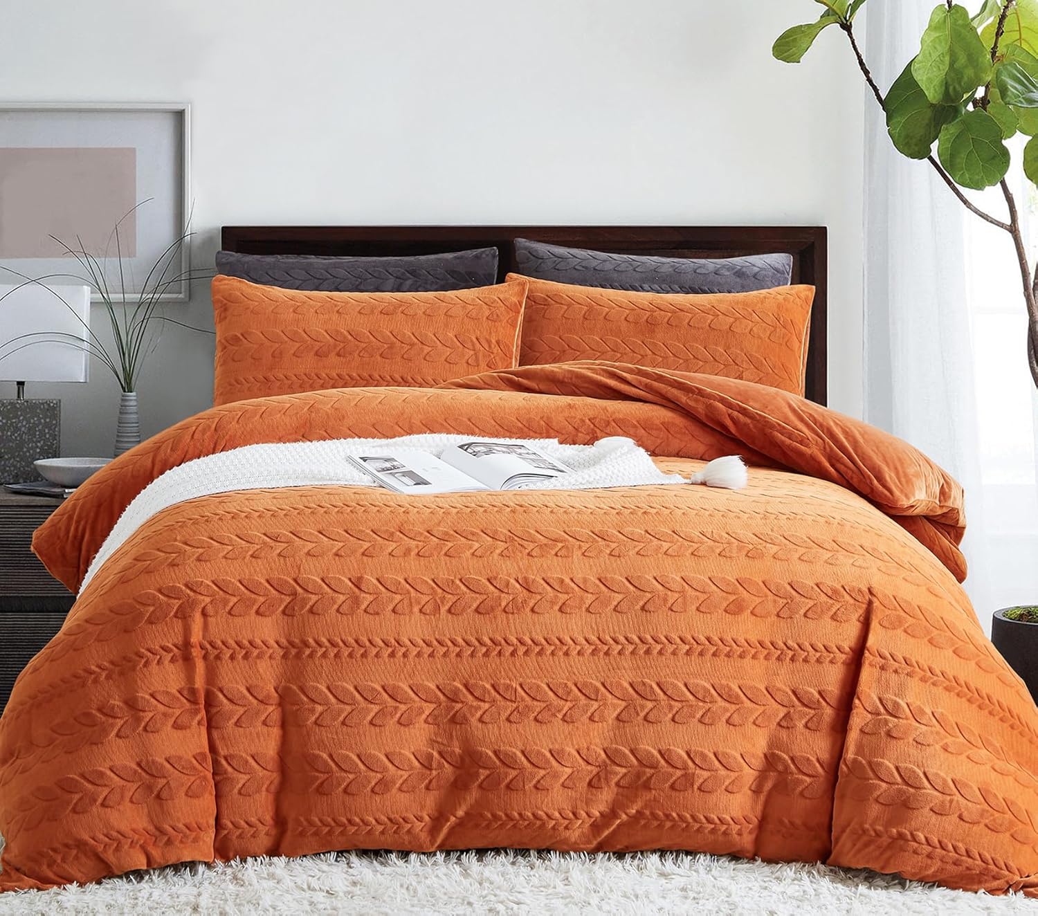 Sedefen Soft Cozy Velvet Flannel Duvet Cover Queen Size 3