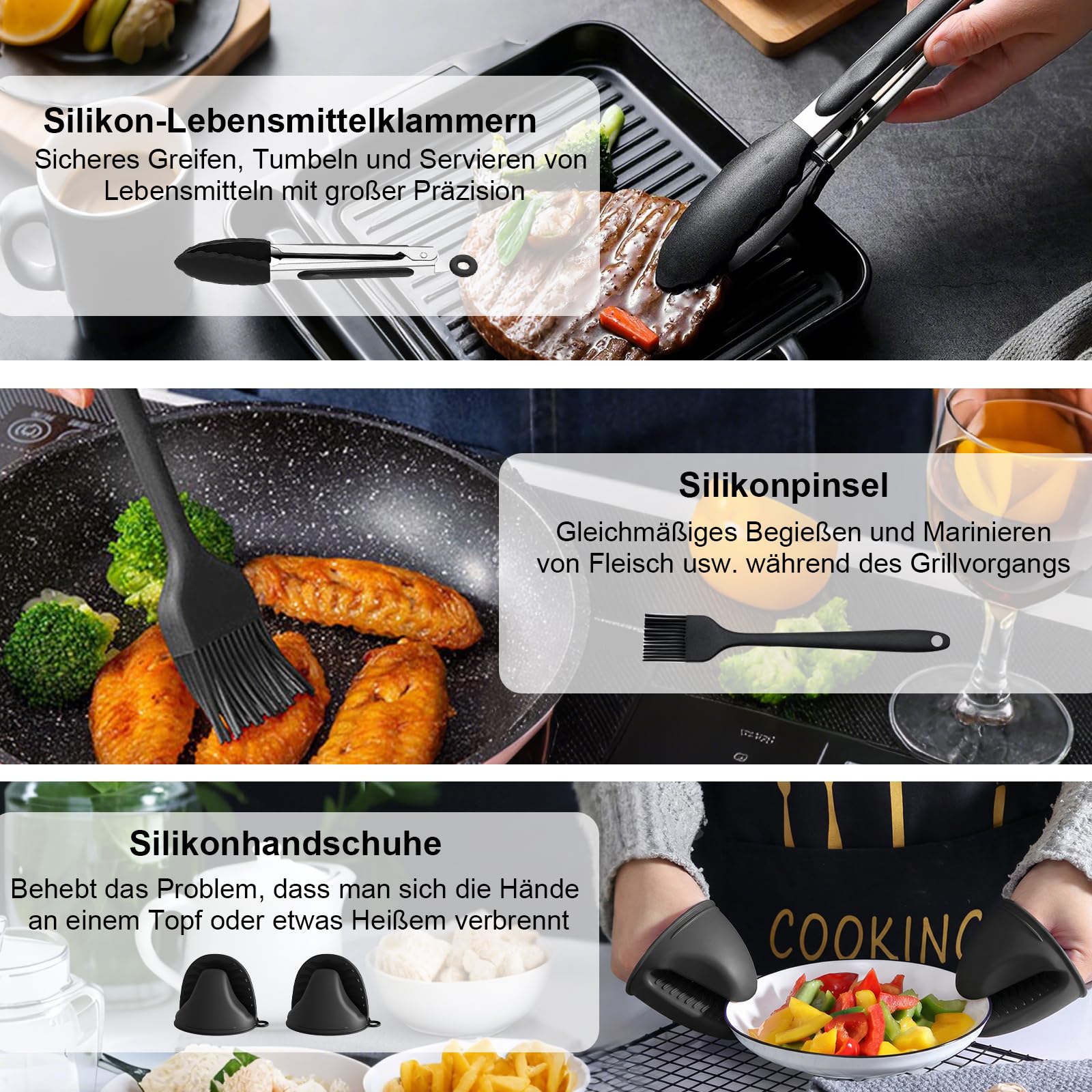 Heißluftfritteuse Zubehör Set für Ninja AF180EU 6,2L/AF140EU 4,7L, 22 Stück | Airfryer Zubehör für Philips 6.2L 2000 series NA230, Air Fryer Silikon Einsätz Wiederverwendba, Spülmaschinenfest, BPA-frei
