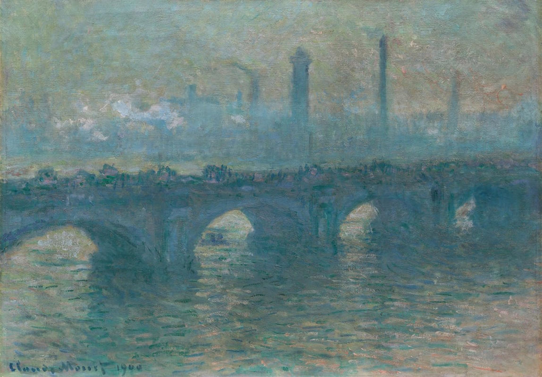 SERENDIPITP Vintage Wall Art Canvas Nordic Poster Canvas Print Picture Waterloo Bridge Gray Weather by Claude Monet Wall Art Poster for Home Decor 60x90cm