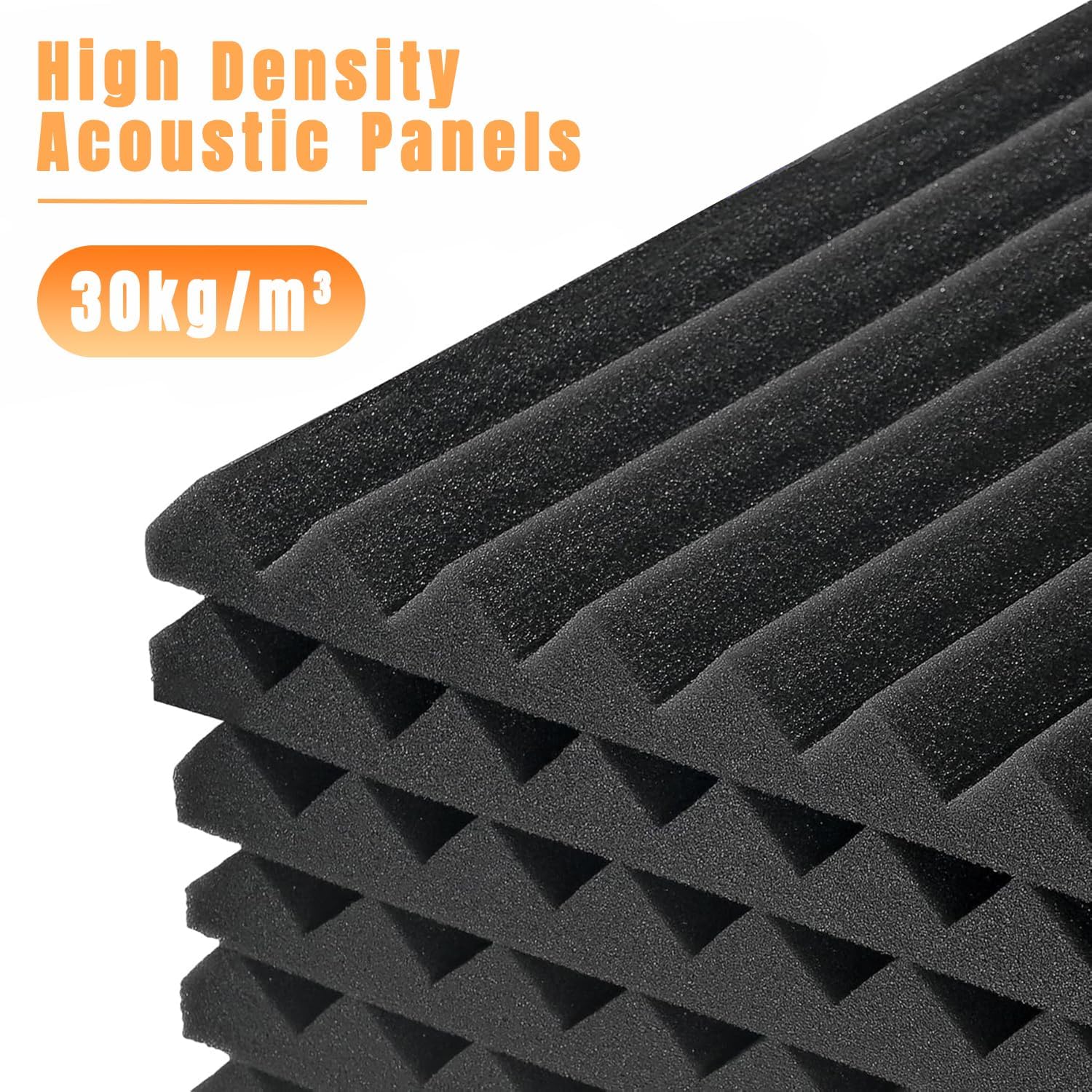 Paneles insonorizantes, paquete de 24, paneles de espuma acústica de 2 x 12 x 12 pulgadas, paneles de absorción de sonido, aislamiento acústico para el hogar, estudio, oficina, tratamientos