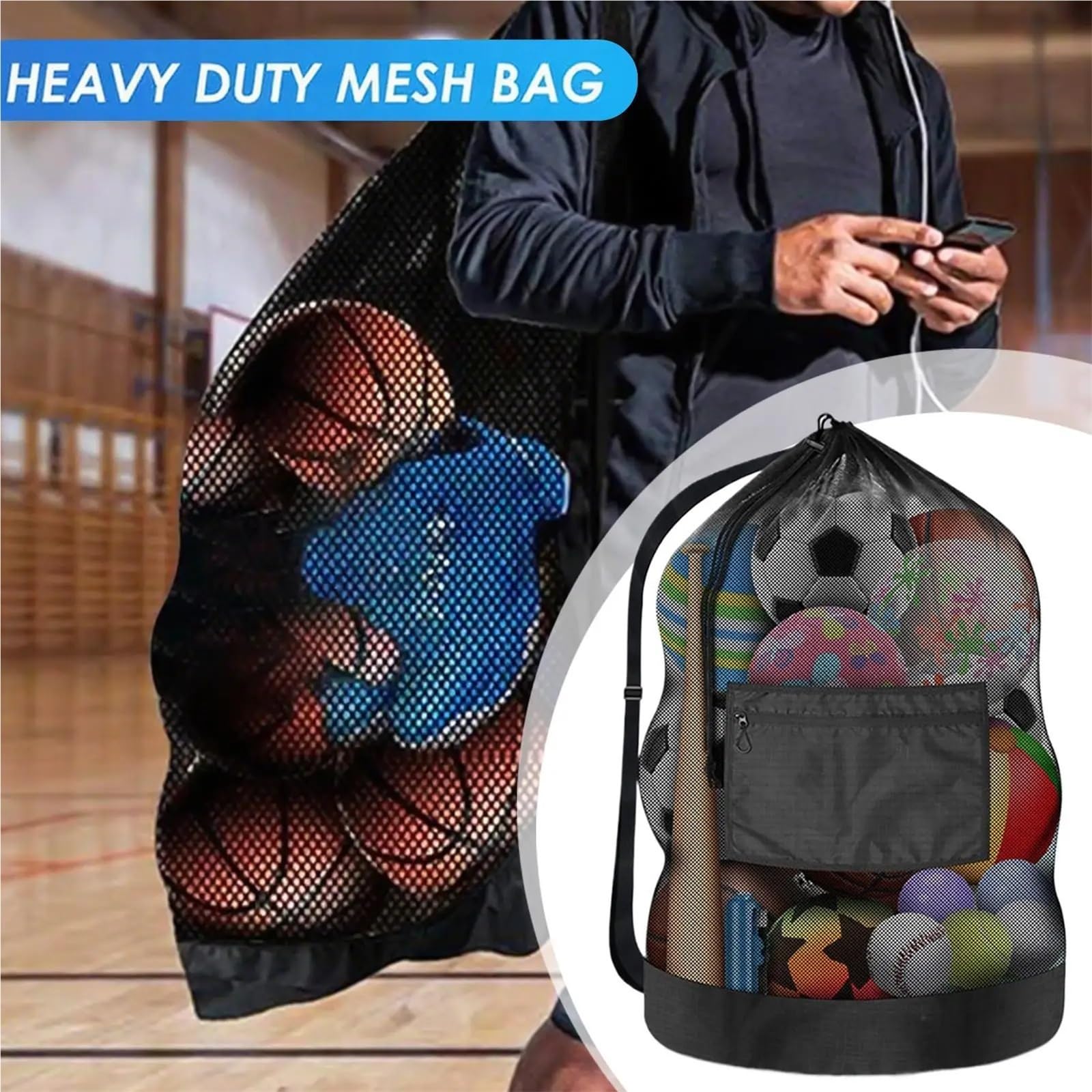 Borsa da calcio in rete resistente 4 pezzi, borsa multifunzionale for riporre attrezzature sportive, for atleti, giovani, donne e adolescenti per Palla