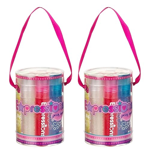 Miniatura 5 de Expressions Juego de 16 brillos de labios con purpurina de bola rodante, 8 colores surtidos con sabor a fruta, brillo de labios rollerball para