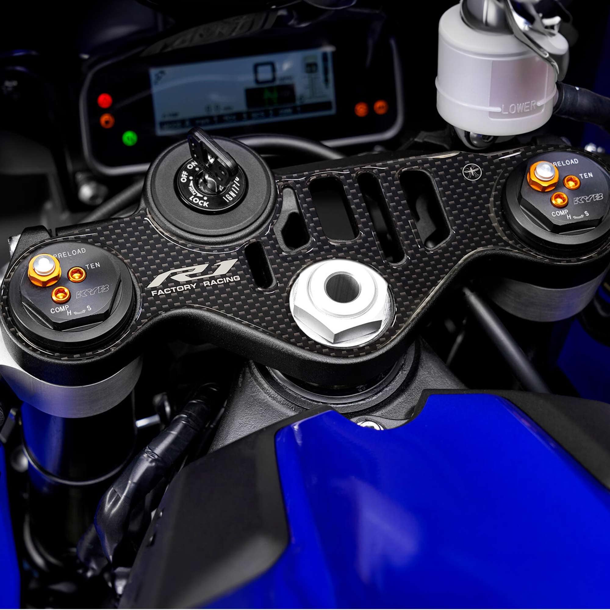 labelbike - Autocollant 3D Moto Plaque de Fourche Décoration et Protection en Résine Compatible avec Yamaha YZF R1 2015-2024