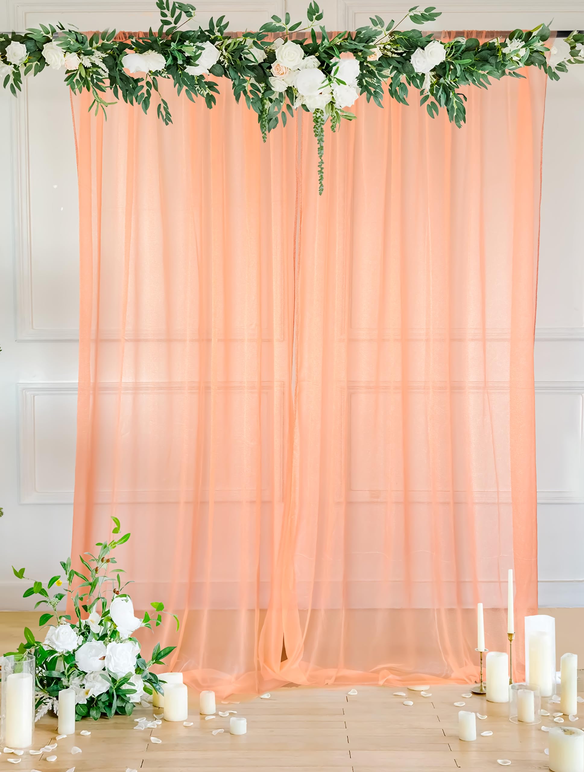 Special You Peach Backdrop for Decoration - Mandir Curtain, Net Curtain for Birthday, Wedding, Pooja and Home Decoration - 2 Pcs-image-36
