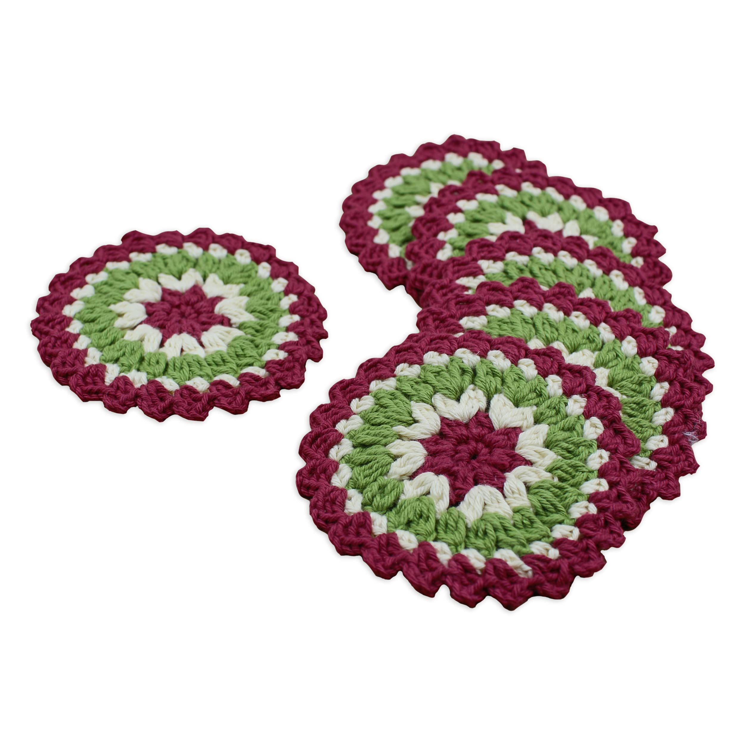 Prapti HandicraftsHandmade Crochet Cotton Thread Mandala Coasters Set for Dining Table Set of 6