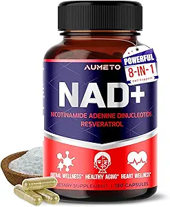 NAD+ 350mg with Trans-Resveratrol, Quercetin & Rhodiola – Cellular Energy, Healthy Aging & Heart Wellness – 150 Capsules – Non-GMO, Made in USA